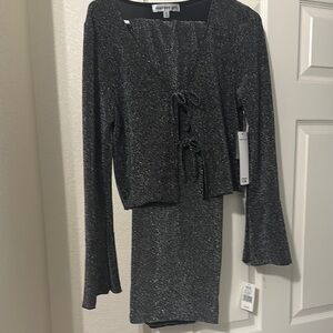 Madden Girl Black Sparkle Tie-Front Two-Piece Set